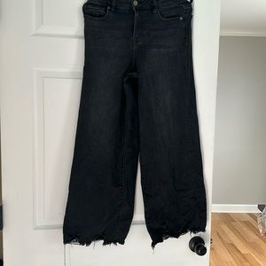 Hidden Buckle Black Wide Leg Jeans